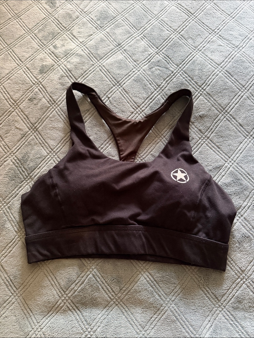 Savage Barbell Black Racerback Sports Bra with Star Logo